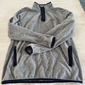 Eddie Bauer Gray Quarter-Button Fleece Pullover